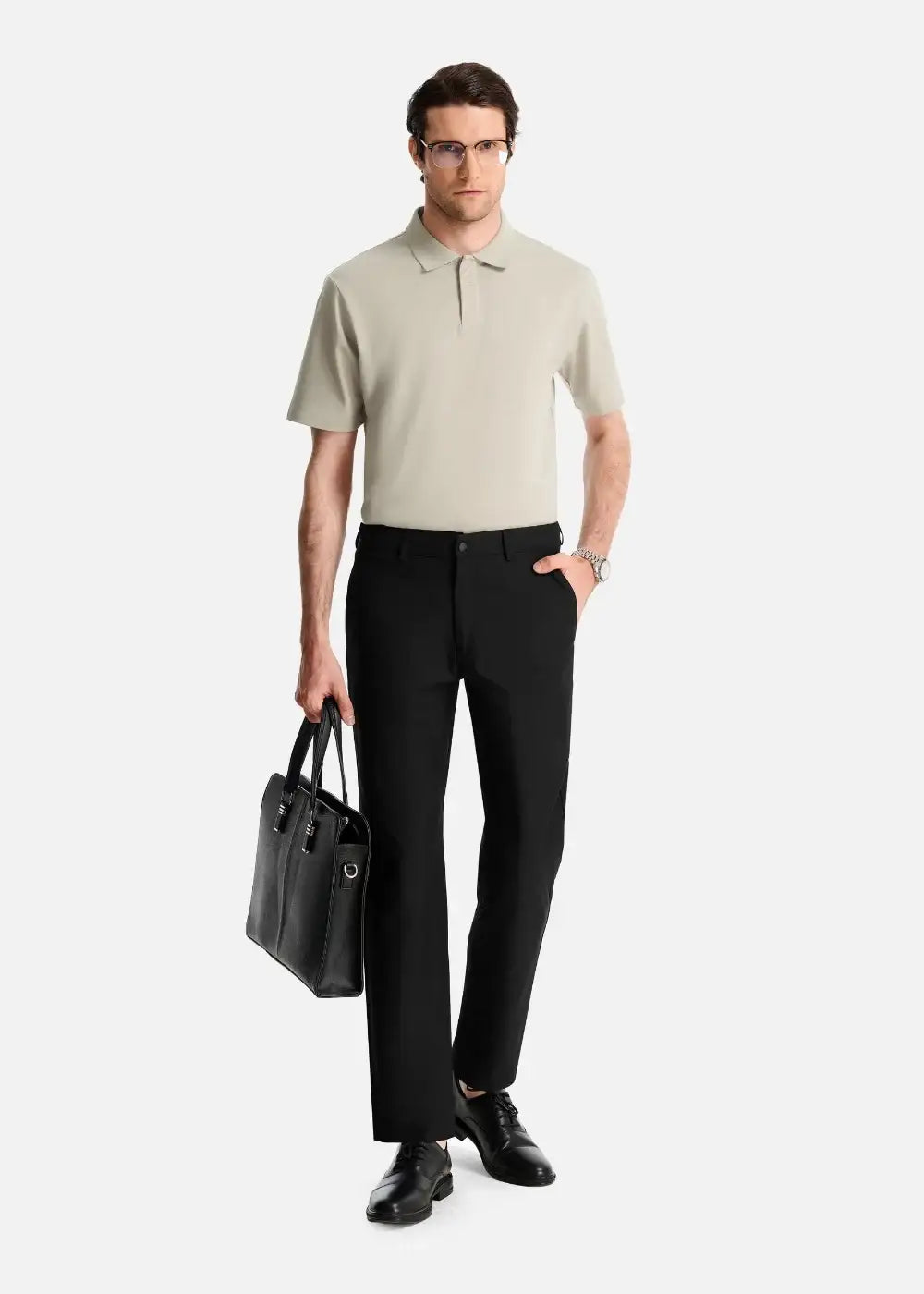 Áo Thun Polo IceVibes™ Vải Làm Mát The CEO 001 Màu Nâu Nhạt Phom Vừa Vặn F3 - Ảnh 9