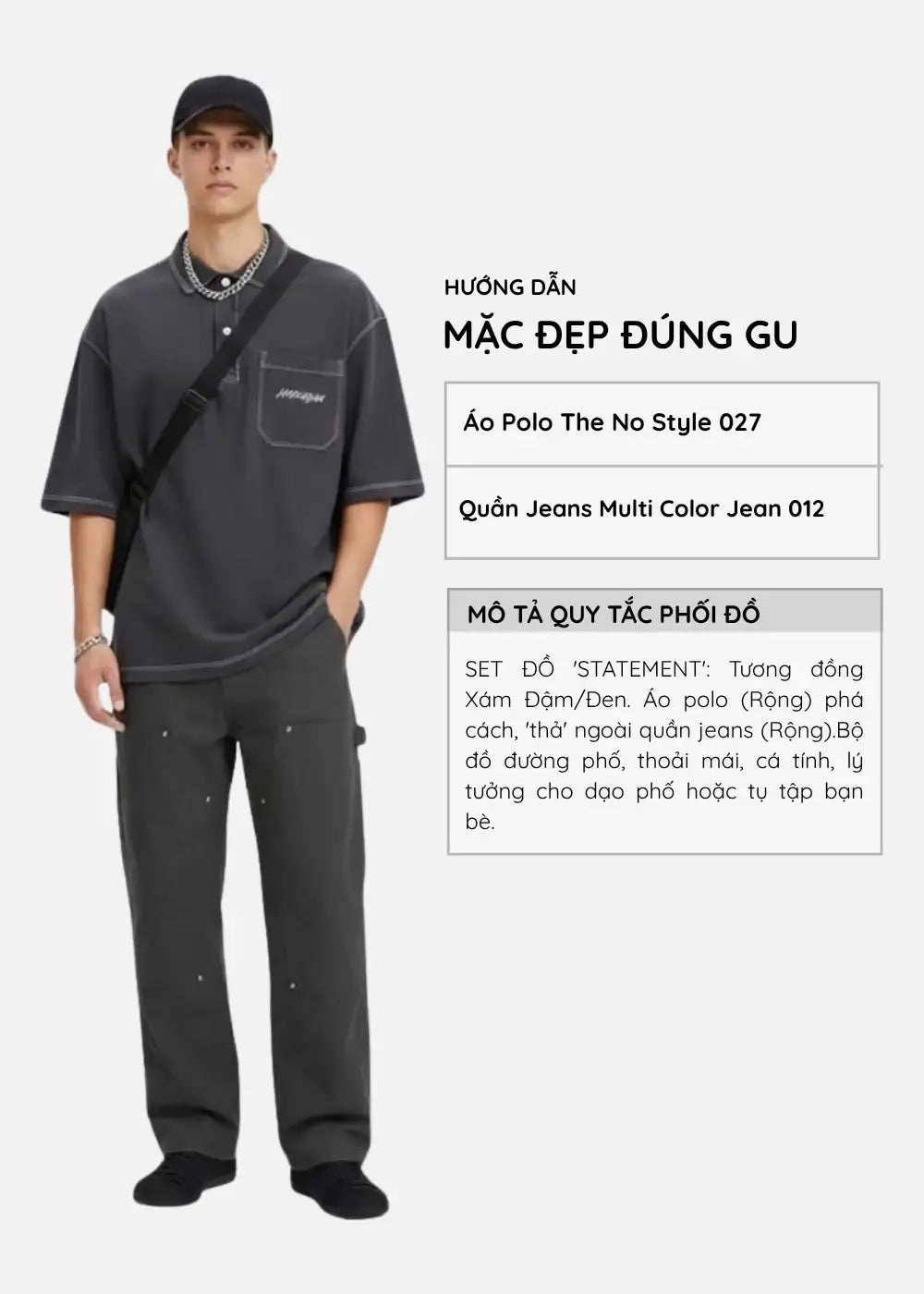 Áo Thun Polo Cotton Co Giãn Chỉ Nổi Tạo Kiểu The No Style 027 Màu Xám Đậm Phom Rộng Rãi F4 - Ảnh 13
