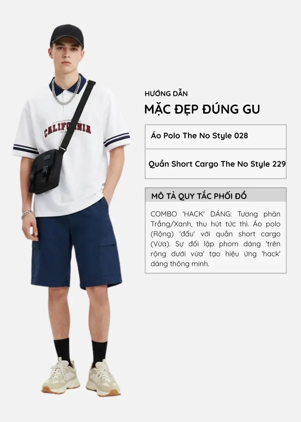 Áo Thun Polo FlexFit™ Cổ Phối Màu "CALIFORNIA" The No Style 028 Màu Trắng Phom Rộng Rãi F4 - Ảnh 9