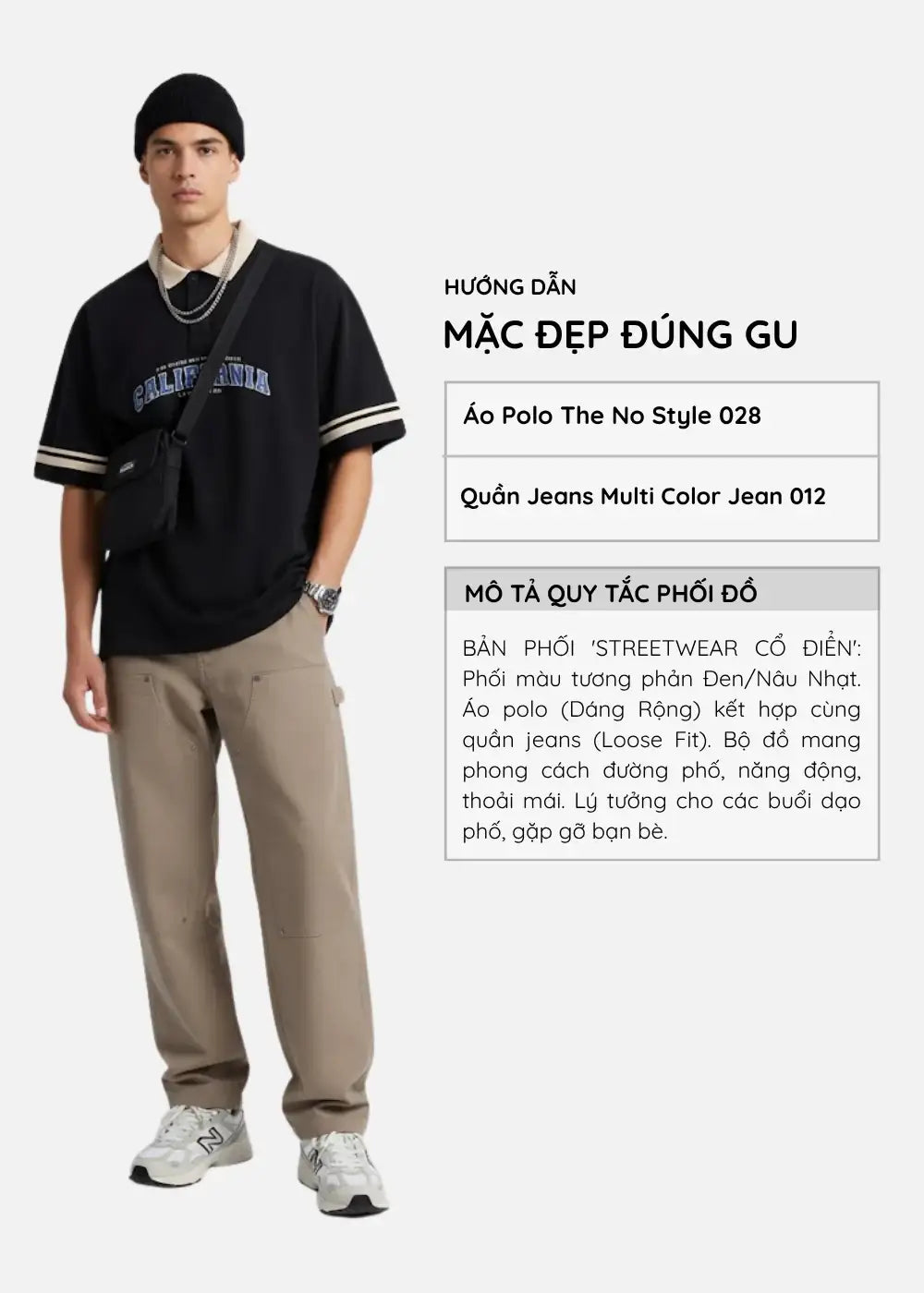 Áo Thun Polo FlexFit™ Cổ Phối Màu "CALIFORNIA" The No Style 028 Màu Đen Phom Rộng Rãi F4 - Ảnh 9