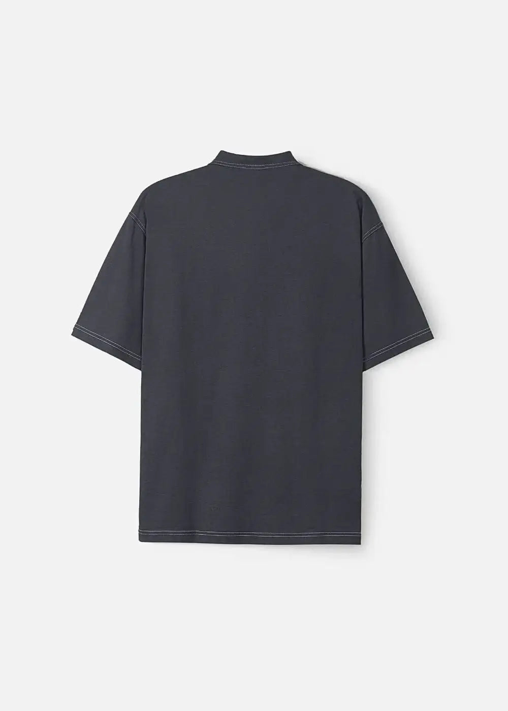 Áo Thun Polo Cotton Co Giãn Chỉ Nổi Tạo Kiểu The No Style 027 Màu Xám Đậm Phom Rộng Rãi F4 - Ảnh 6