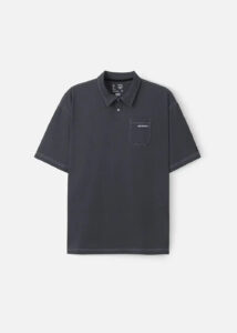Áo Thun Polo Cotton Co Giãn Chỉ Nổi Tạo Kiểu The No Style 027 Màu Xám Đậm Phom Rộng Rãi F4