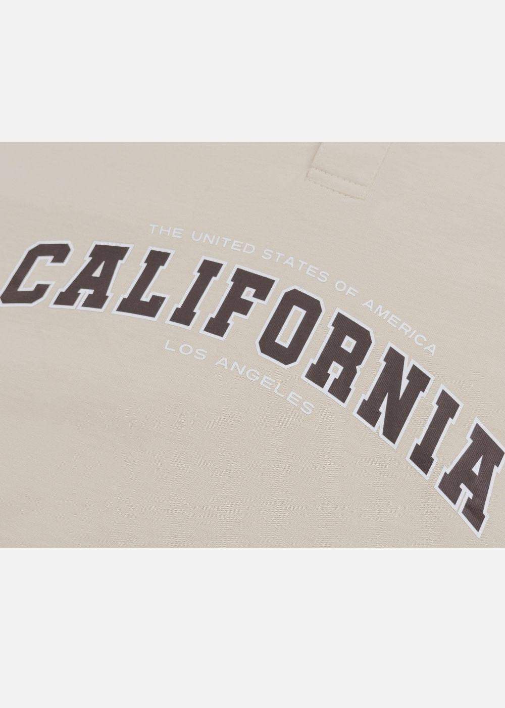 Áo Thun Polo FlexFit™ Cổ Phối Màu "CALIFORNIA" The No Style 028 Màu Be Phom Rộng Rãi F4 - Ảnh 4