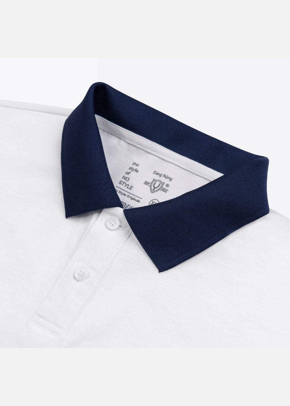 Áo Thun Polo FlexFit™ Cổ Phối Màu "CALIFORNIA" The No Style 028 Màu Trắng Phom Rộng Rãi F4 - Ảnh 3
