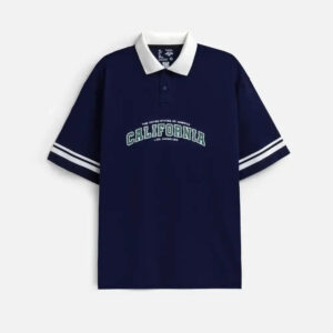 Alternative view of Áo Thun Polo FlexFit™ Cổ Phối Màu "CALIFORNIA" The No Style 028 Màu Xanh Dương Đậm Phom Rộng Rãi F4