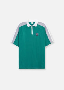 Áo Thun Polo AirDry™ Dây Kéo Cổ Phối Màu The No Style 029 Màu Xanh Lá Đậm Phom Rộng Rãi F4