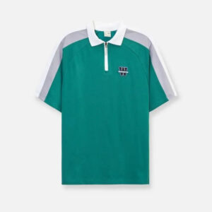 Áo Thun Polo AirDry™ Dây Kéo Cổ Phối Màu The No Style 029 Màu Xanh Lá Đậm Phom Rộng Rãi F4