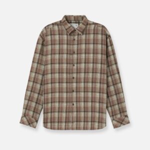 Áo Sơ Mi Tay Dài  Họa Tiết Caro Mịn Giữ Phom The No Style 062 Màu Nâu Phom Rộng Rãi F4