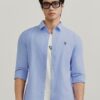 Áo Sơ Mi Oxford Nam Tay Dài Blank Color Embroider Form Slim
