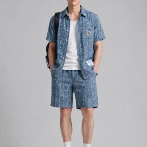 Set Đồ Ngắn Jacquard Jean Nam Form Regular